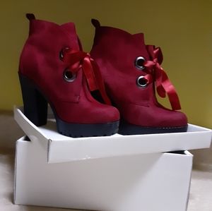 Red suede boots